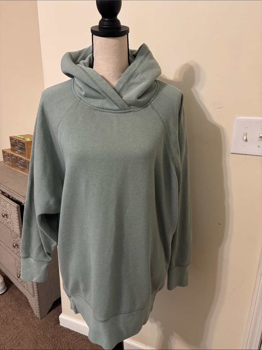 aerie Sage Green Snap Sides Hooded Sweatshirt size Large